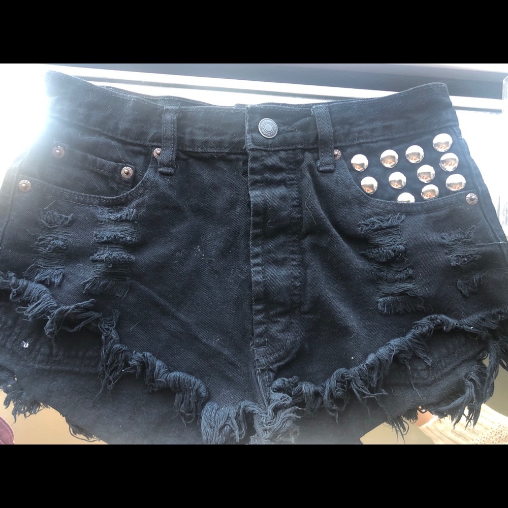 Blavk High Waisted Shorts w/ Studs